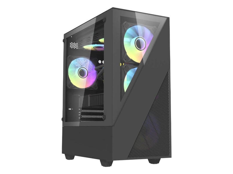 Darkflash Aigo E330M computer case + 4 argb fans (black) - Gehäuse - Miditower - Schwarz