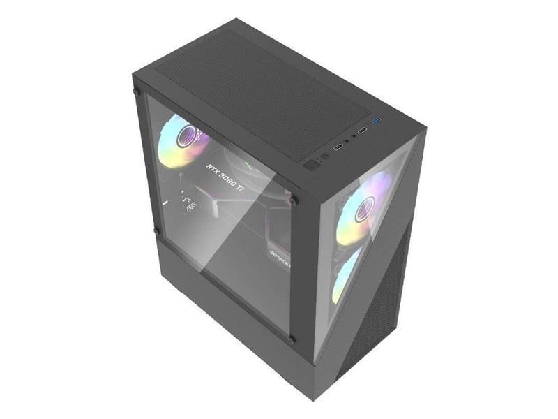 Darkflash Aigo E330M computer case + 4 argb fans (black) - Gehäuse - Miditower - Schwarz