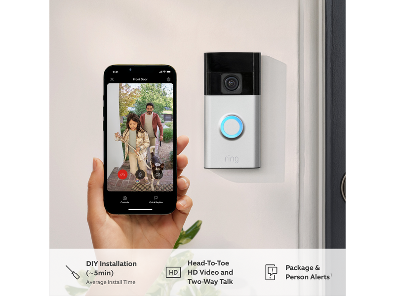 Ring Battery Video Doorbell - Satin Nickel