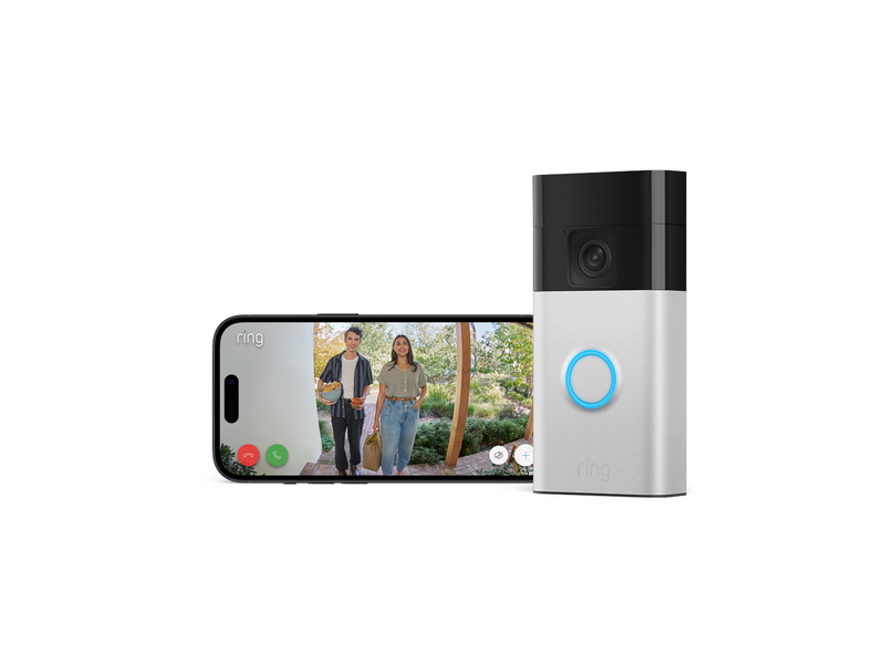 Ring Battery Video Doorbell (Satin Nickel) + Chime (2nd Gen) - EU Plug