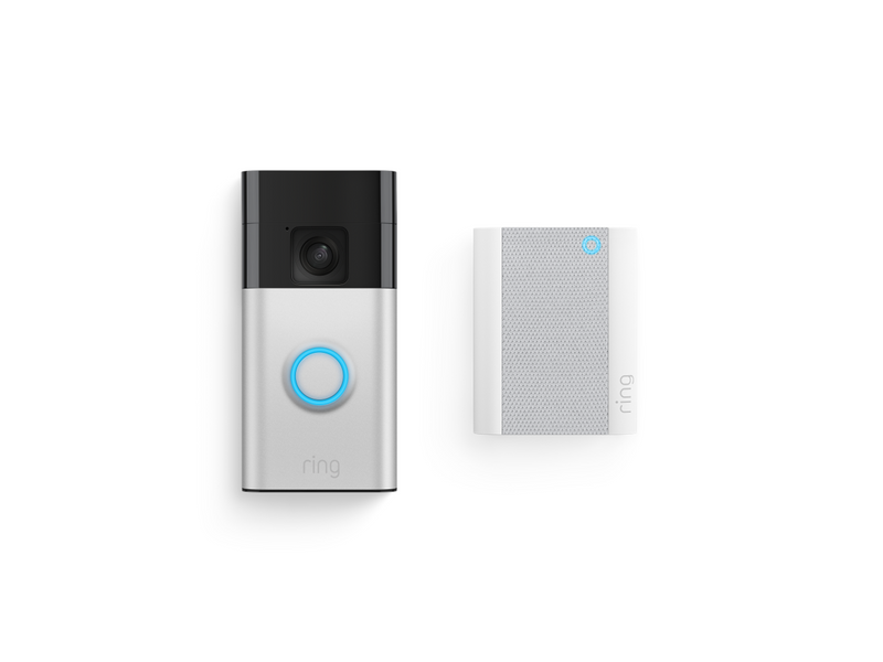 Ring Battery Video Doorbell (Satin Nickel) + Chime (2nd Gen) - EU Plug