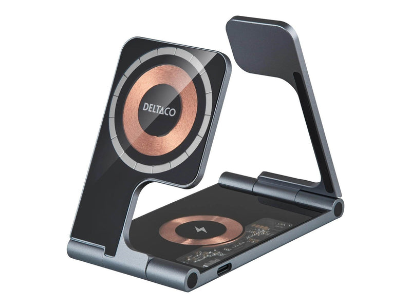 Deltaco 3-in-1 Transparent Wireless Charger