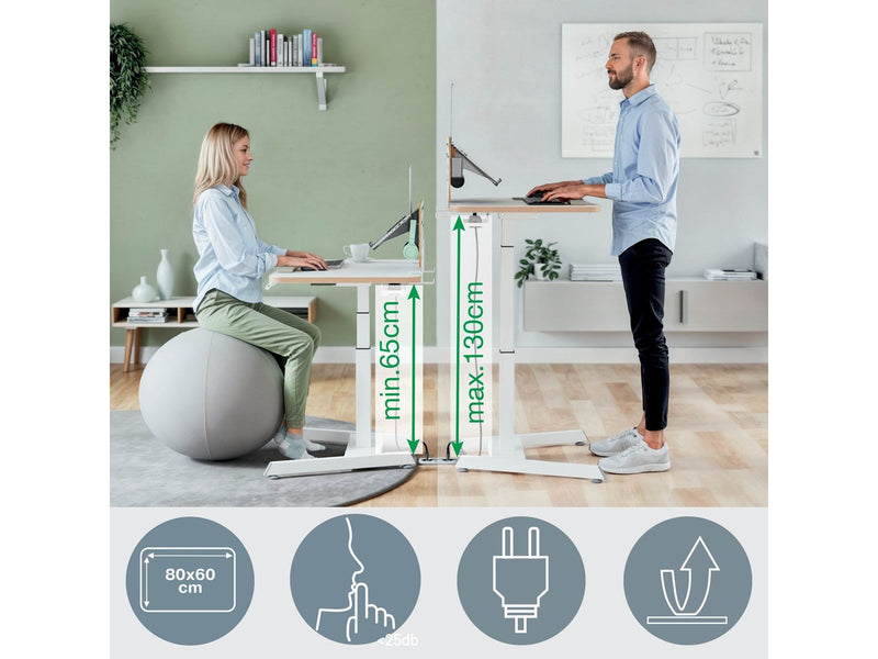 Leitz Ergo Kleiner Elektrischer höhenverstellbarer Sitz-/Steh-Schreibtisch mit Aufsteh-Erinnerung Gamer Tisch