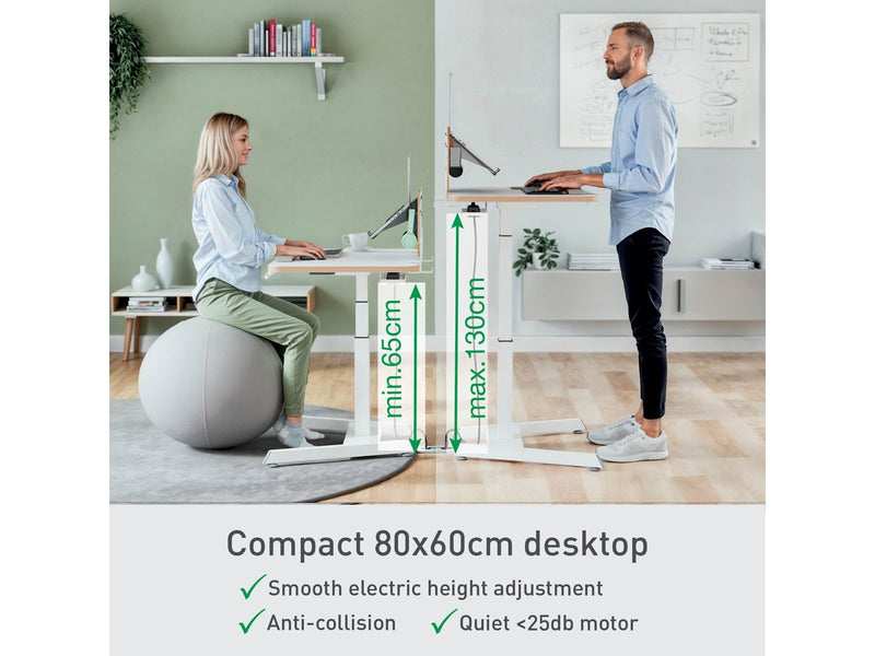 Leitz Ergo Kleiner Elektrischer höhenverstellbarer Sitz-/Steh-Schreibtisch mit Aufsteh-Erinnerung Gamer Tisch