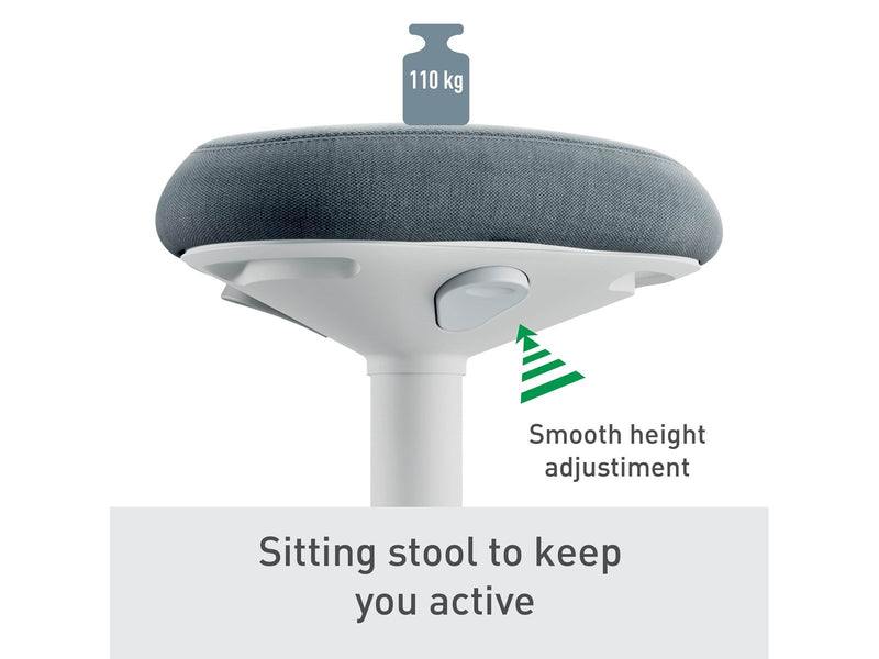 Leitz Ergo Active Sitzhocker mit Komfortsitz, Grau Schemel - 100% recyceltes Material - Bis zu 110 kg