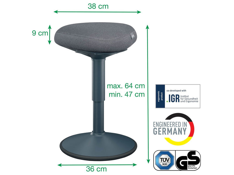 Leitz Ergo Active Sitzhocker mit Komfortsitz, Dunkelgrau Schemel - 100% recyceltes Material - Bis zu 110 kg