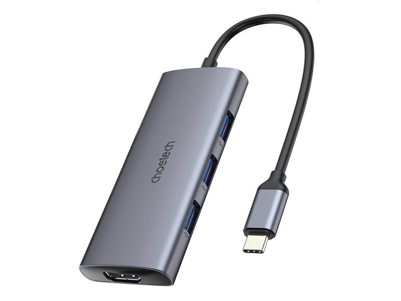 Choetech Adapter 7w1 HUB-M19 USB-C (silver) USB-Hubs