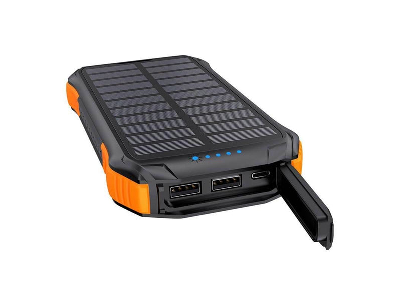 Choetech B658 Solar power bank 2x USB 10000mAh Qi 5W (black-orange) Powerbank (Akku) - schwarz - 10000 mAh