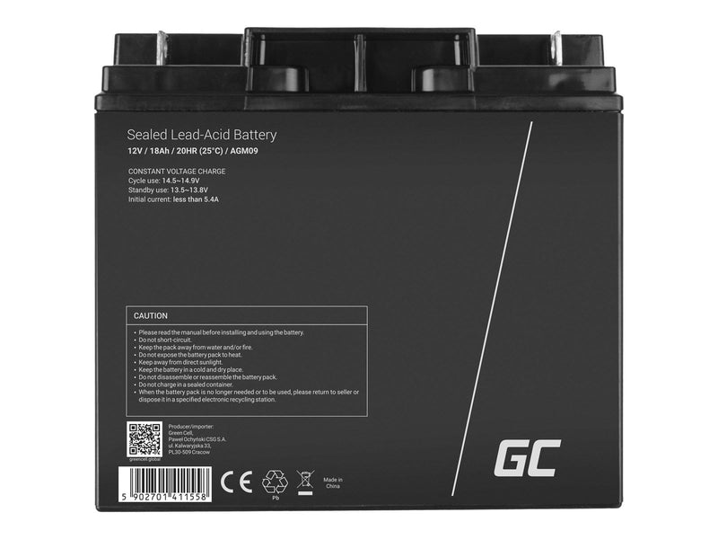 Green Cell AGM09 AGM 12V/18Ah Gel Deep Cycle