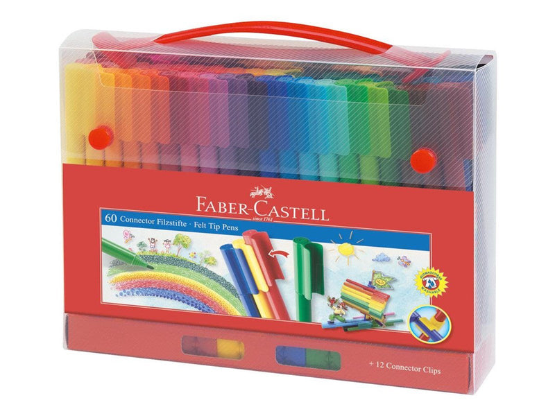 Faber Castell Connector felt tip pen set Carrying case (60 pens + 12 clips)