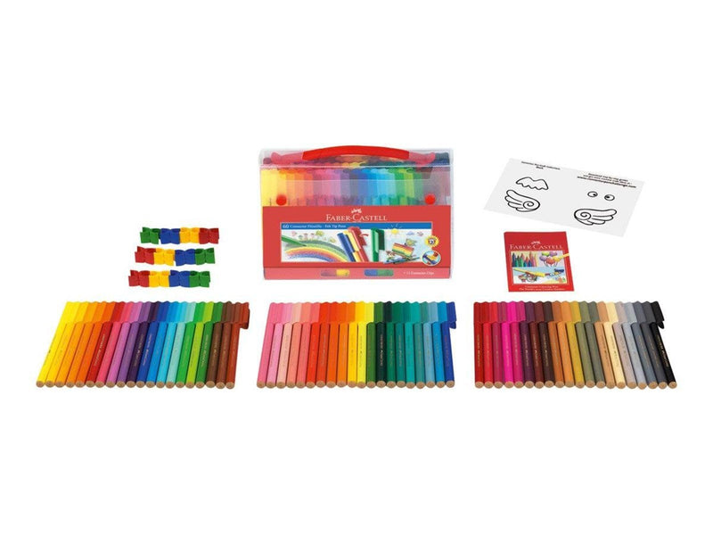 Faber Castell Connector felt tip pen set Carrying case (60 pens + 12 clips)