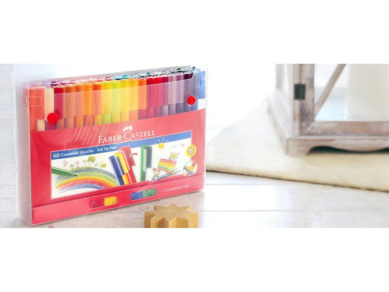 Faber Castell Connector felt tip pen set Carrying case (60 pens + 12 clips)
