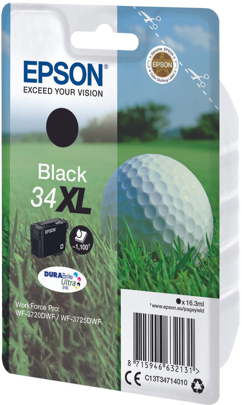 Epson Original 34XL Golfball Druckerpatrone schwarz 1.100 Seiten 16,3ml (C13T34714010)