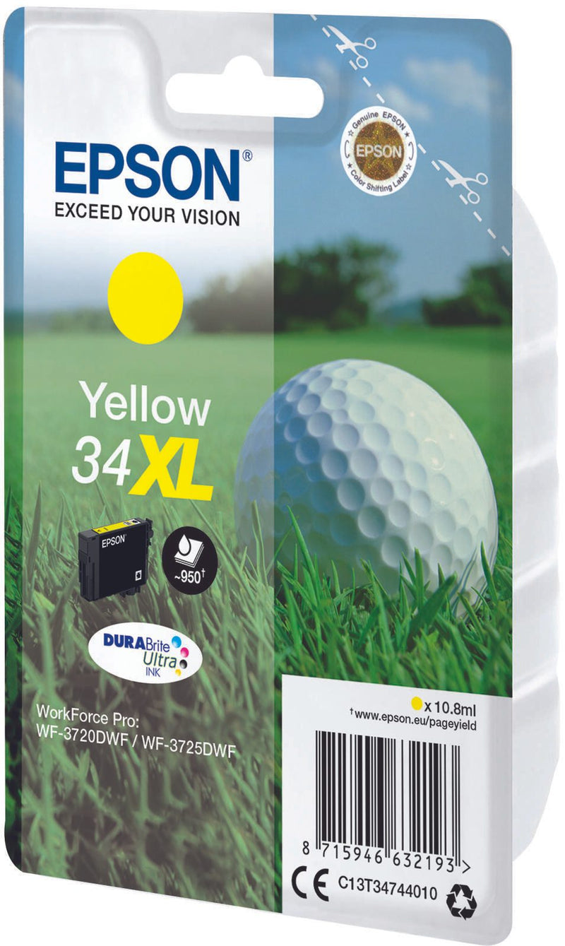 Epson Original 34XL Golfball Druckerpatrone gelb 950 Seiten 10,8ml (C13T34744010)
