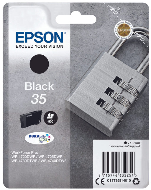 Epson Original 35 Schloss Druckerpatrone schwarz 900 Seiten 16,1ml (C13T35814010)
