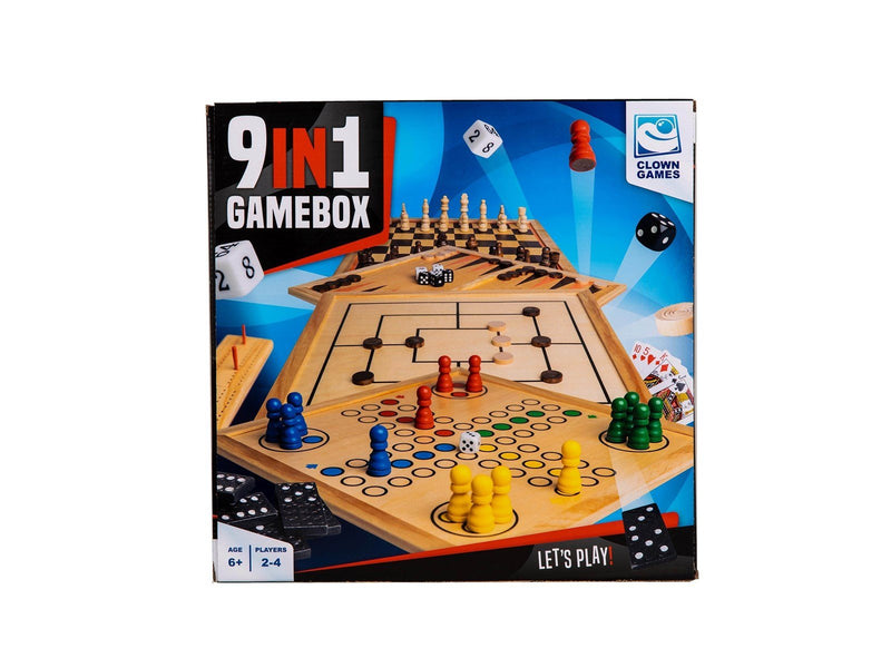 Clown Games 9-In-1 Game Box Wood