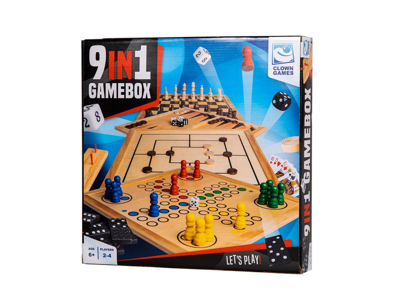 Clown Games 9-In-1 Game Box Wood