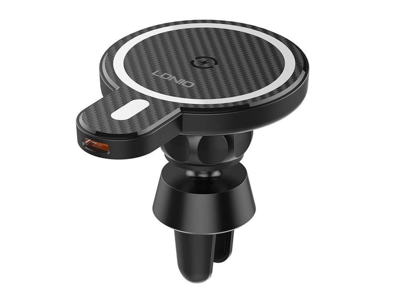 LDNIO MA20 car holder with 15W inductive charger and metal ring (black)