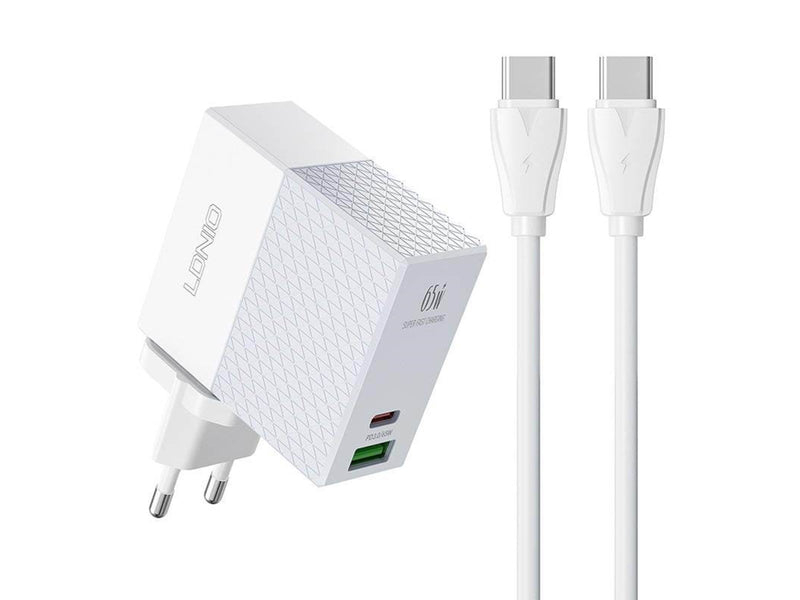 LDNIO A2620C USB USB-C 65W mains charger + USB-C - USB-C cable