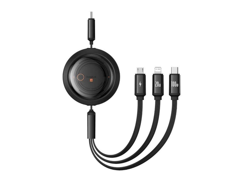Baseus Fast Charging Cable 3in1 Free2Draw USB-C to USB-C/Lightning/Micro 100W 1.1m (black)