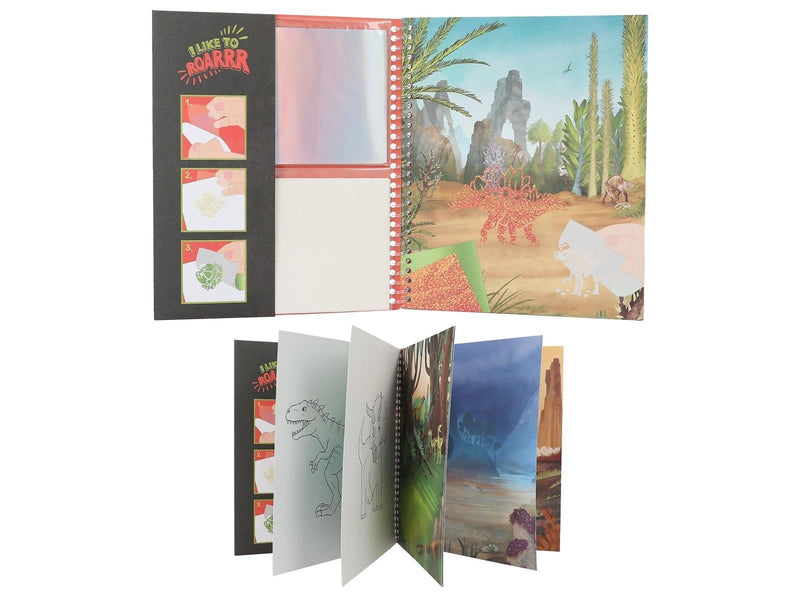 Dino World Colouring Book Stick & Shine