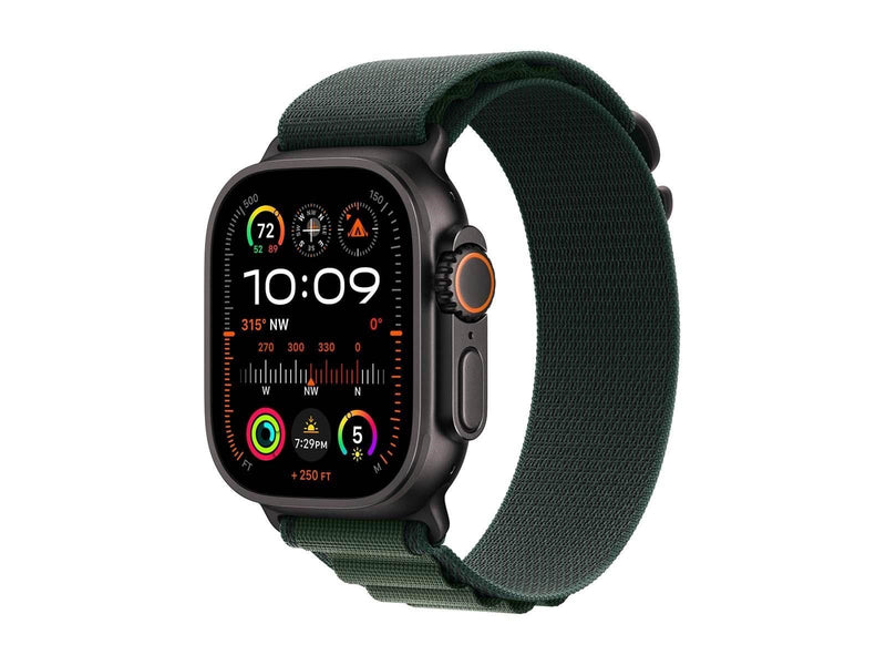 Apple Watch Ultra 2 GPS + Cellular 49mm - Black Titanium Case with Dark Green Alpine Loop - Medium