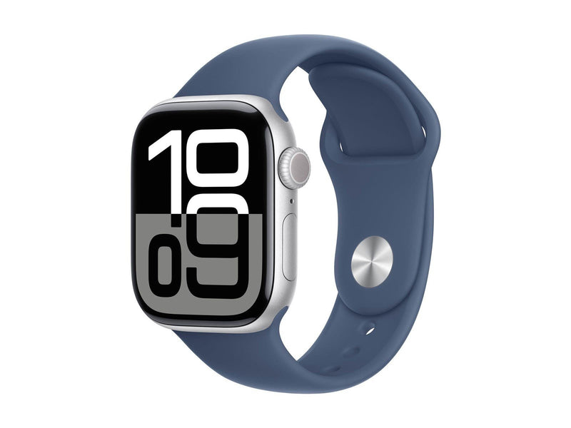 Apple Watch Series 10 GPS + Cellular 42mm - Silver Aluminium Case with Denim Sport Band - M/L