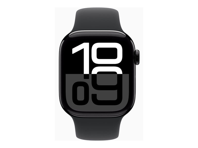 Apple Watch Series 10 GPS + Cellular 42mm - Jet Black Aluminium Case with Black Sport Band - S/M