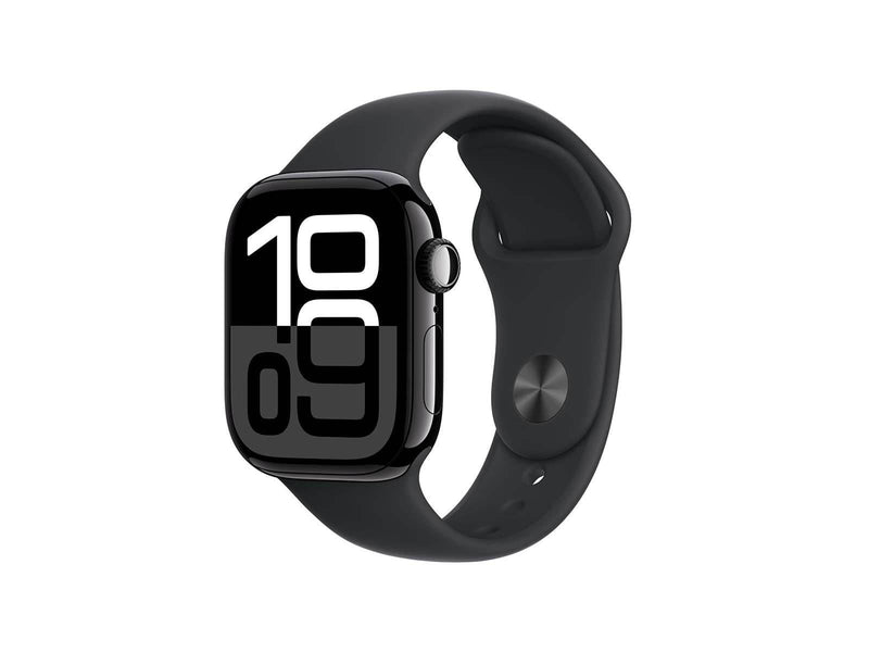 Apple Watch Series 10 GPS + Cellular 42mm - Jet Black Aluminium Case with Black Sport Band - M/L