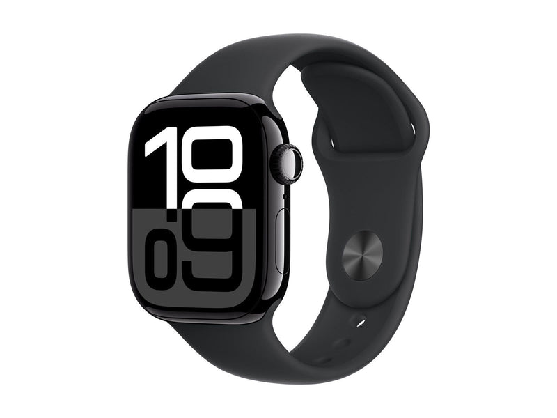 Apple Watch Series 10 GPS + Cellular 42mm - Jet Black Aluminium Case with Black Sport Band - M/L