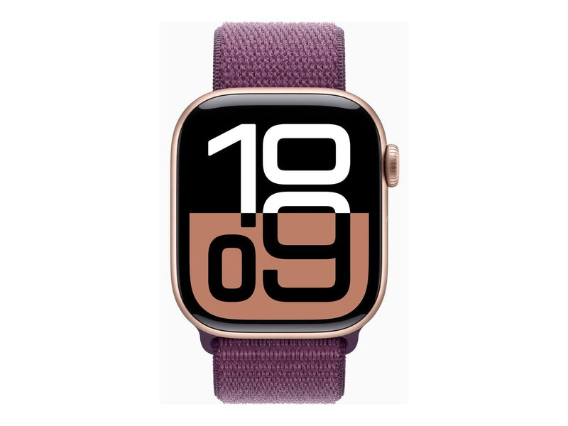 Apple Watch Series 10 GPS + Cellular 42mm - Rose Gold Aluminium Case with Plum Sport Loop