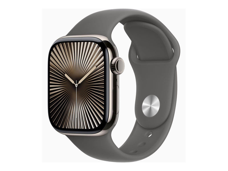 Apple Watch Series 10 GPS + Cellular 42mm - Titanium Case with Stone Grey Sport Band - S/M