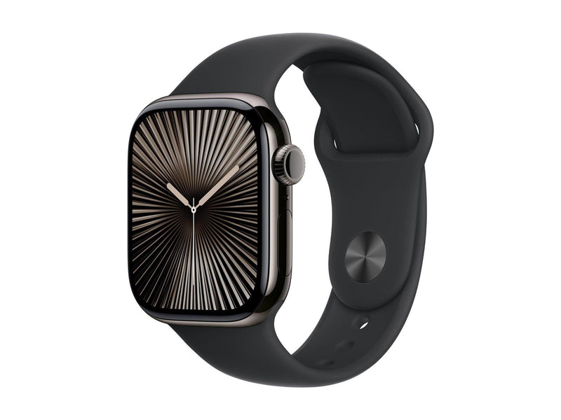 Apple Watch Series 10 GPS + Cellular 42mm - Slate Titanium Case with Black Sport Band - S/M