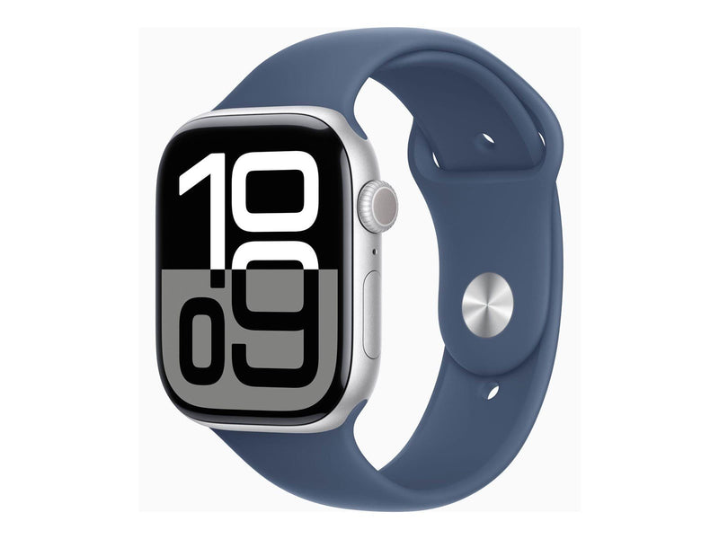 Apple Watch Series 10 GPS + Cellular 46mm - Silver Aluminium Case with Denim Sport Band - S/M