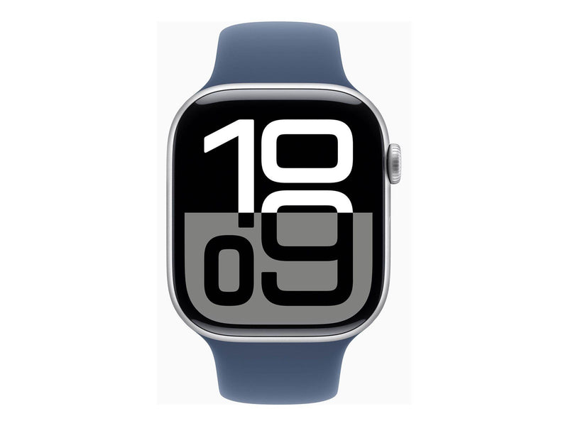 Apple Watch Series 10 GPS + Cellular 46mm - Silver Aluminium Case with Denim Sport Band - M/L