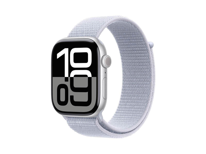 Apple Watch Series 10 GPS + Cellular 46mm - Silver Aluminium Case with Blue Cloud Sport Loop