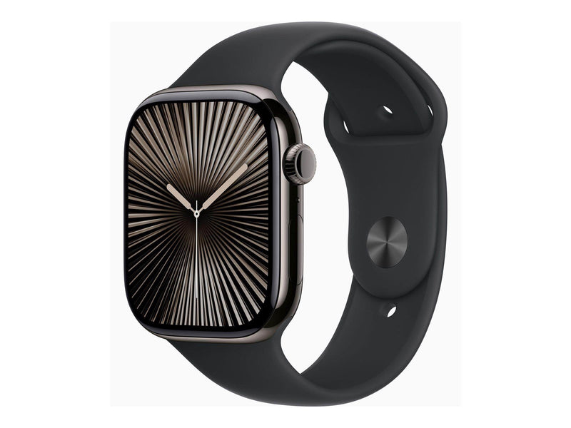 Apple Watch Series 10 GPS + Cellular 46mm - Jet Black Aluminium Case with Black Sport Band - S/M