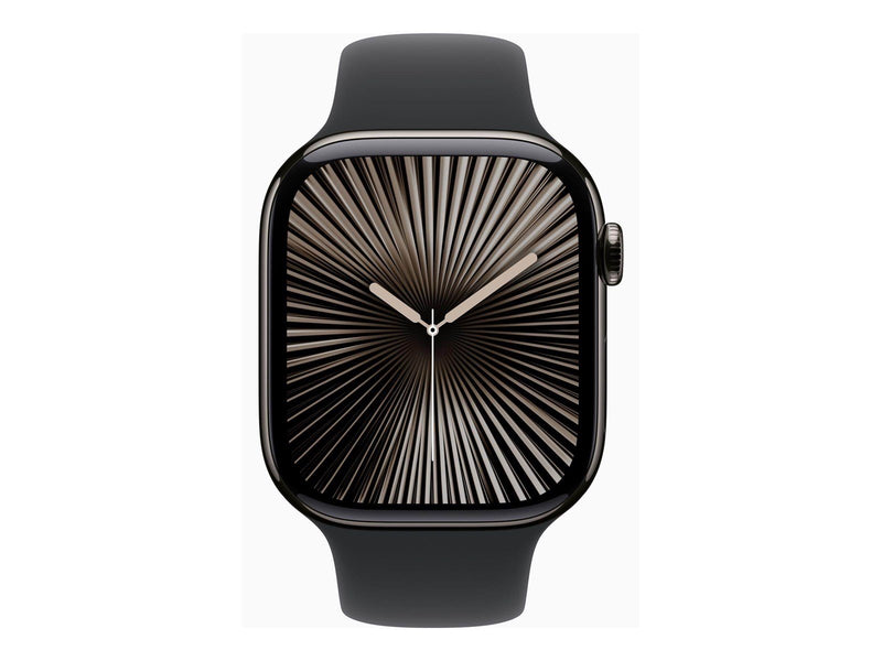 Apple Watch Series 10 GPS + Cellular 46mm - Jet Black Aluminium Case with Black Sport Band - S/M