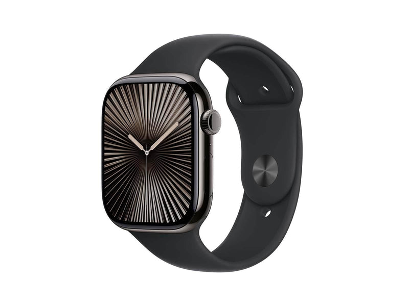 Apple Watch Series 10 GPS + Cellular 46mm - Slate Titanium Case with Black Sport Band - M/L
