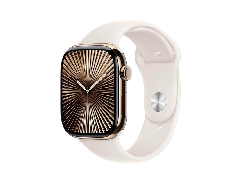 Apple Watch Series 10 GPS + Cellular 46mm - Gold Titanium Case with Starlight Sport Band - M/L