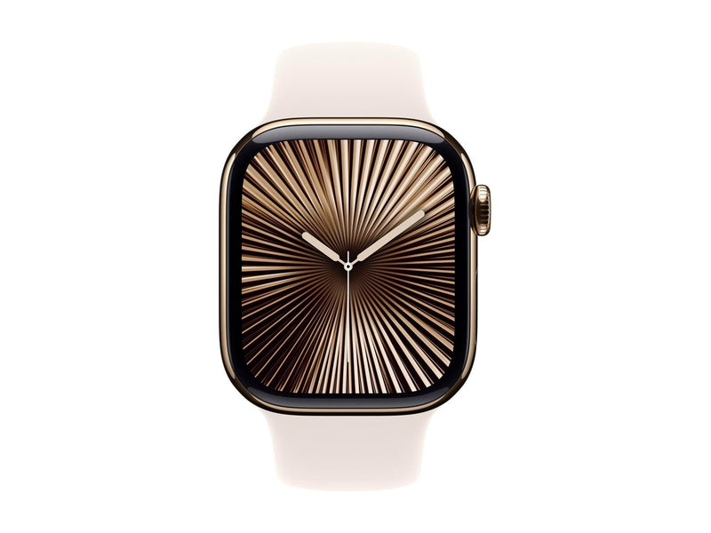 Apple Watch Series 10 GPS + Cellular 42mm - Gold Titanium Case with Starlight Sport Band - S/M