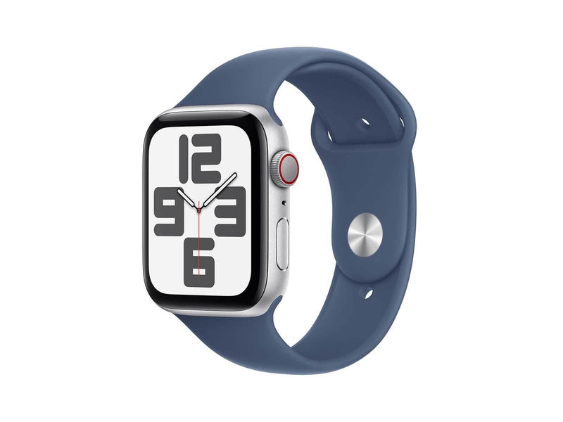 Apple Watch SE GPS + Cellular 44mm - Silver Aluminium Case with Denim Sport Band - S/M