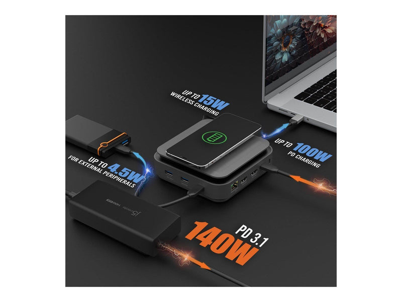 j5create 12-in-1 USB-C Dock Dual 4K HDMI (with Ethernet and 140W GaN PD)
