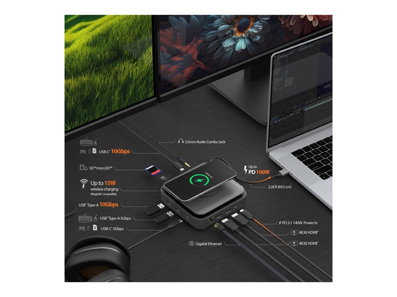 j5create 12-in-1 USB-C Dock Dual 4K HDMI (with Ethernet and 140W GaN PD)