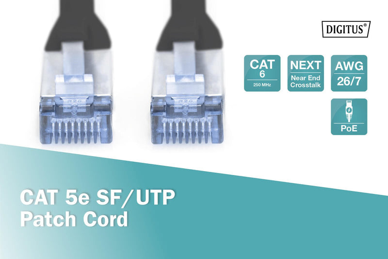 DIGITUS Patch-Kabel RJ-45 (M) zu RJ-45 (M) 0.5m Kupfer SF/UTP Cat 5e schwarz (DK-1531-005/BL)