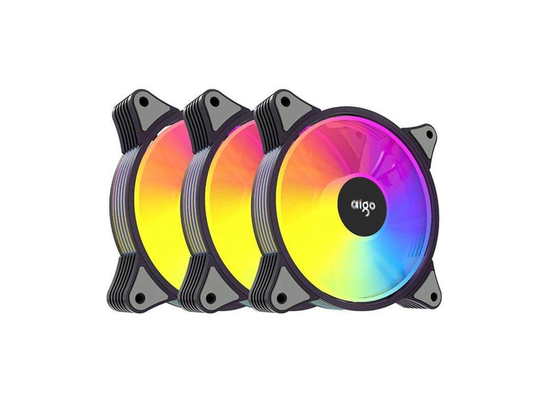 Aigo Computer Fan set 3in1 AR12 ARGB 120x120 (black) - Gehäuselüfter - 120mm - Schwarz - 24 dBA