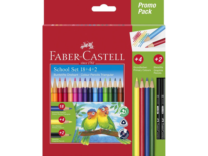 Faber Castell School Set - Triangular Colour Pencils Promo Pack (24 pcs)