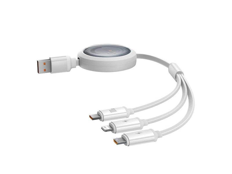 Baseus 3-in-1 Free2Draw USB to M+L+C 100W cable 1.1 m (white)