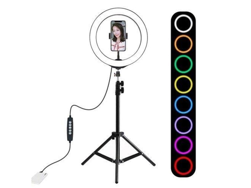 Puluz Tripod Mount 1.1m + 26cm RGBW LED Ring Vlogging PKT3044