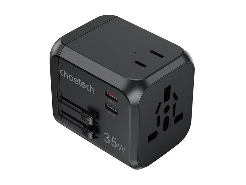 Choetech PD5008 travel charger 3xUSB-A 2xUSB-C GaN 35W US/EU/UK/AU (black)
